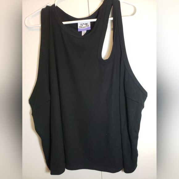 2/$25🆕️ Future Collective Kahlana Barfield Brown 4x Black Cut Out Crop Tank Top - Picture 6 of 10
